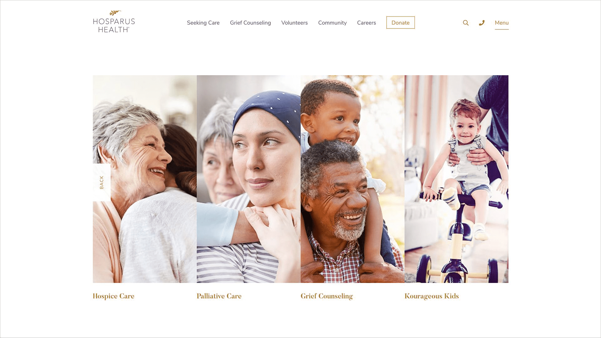 Hosparus website navigation