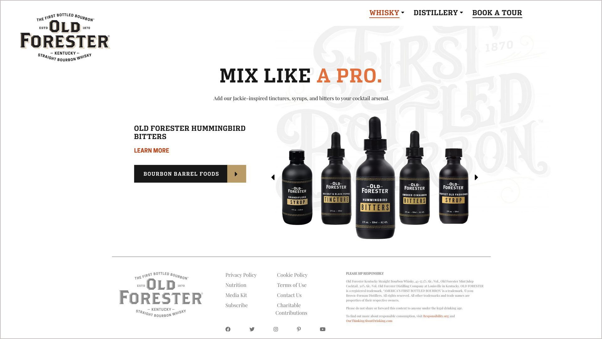 Old Forester website interior page