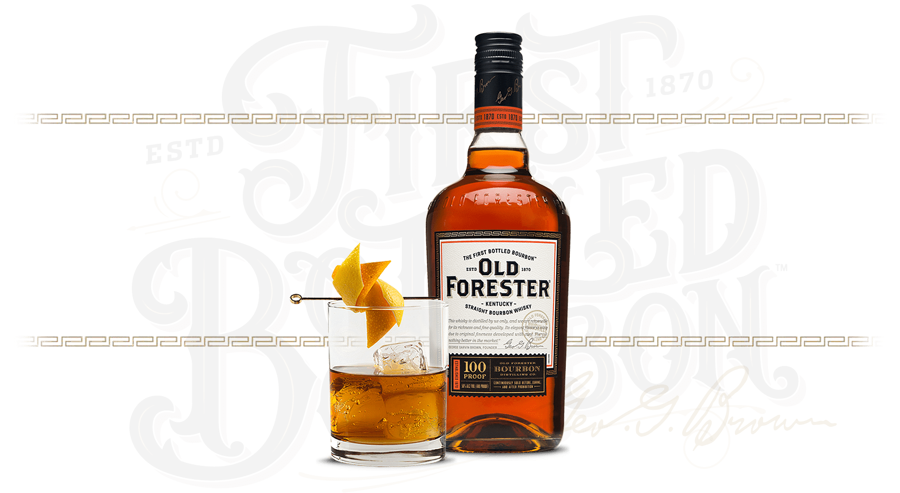 Old Forester bottle and logo hero