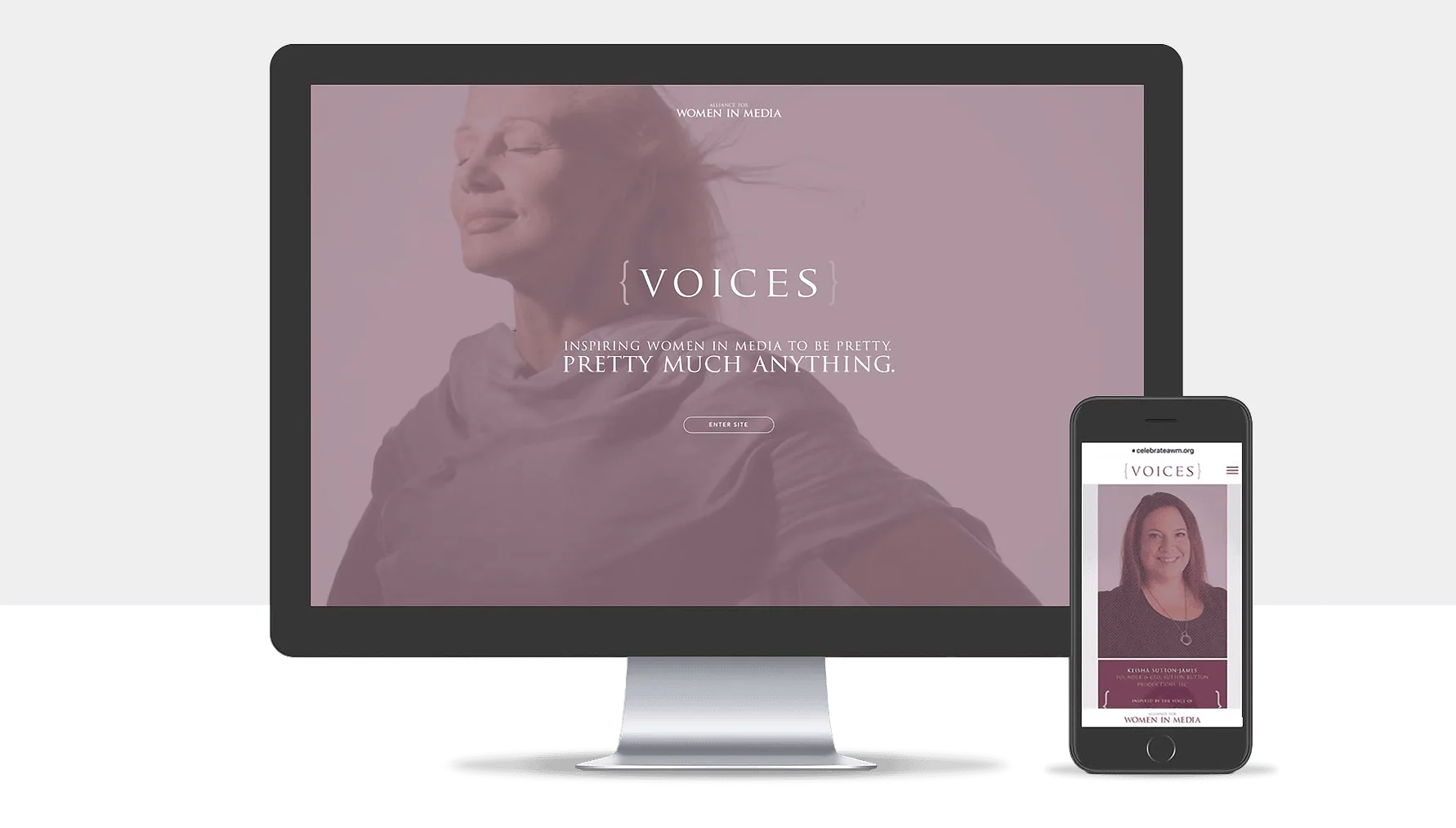 Alliance for Women in Media home page on monitor